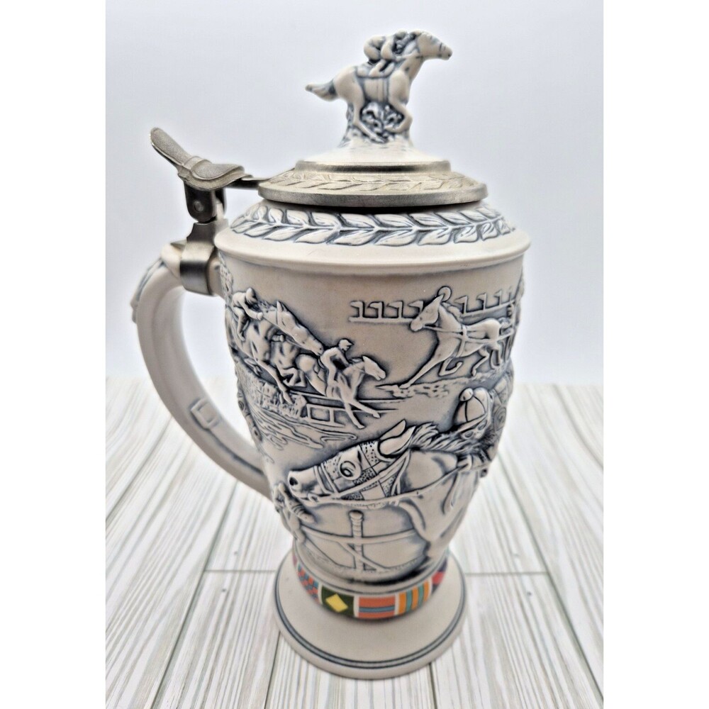 Avon Lidded Beer Stein Winners Circle Horse Racing 1992 Numbered Vintage - Picture 3 of 8